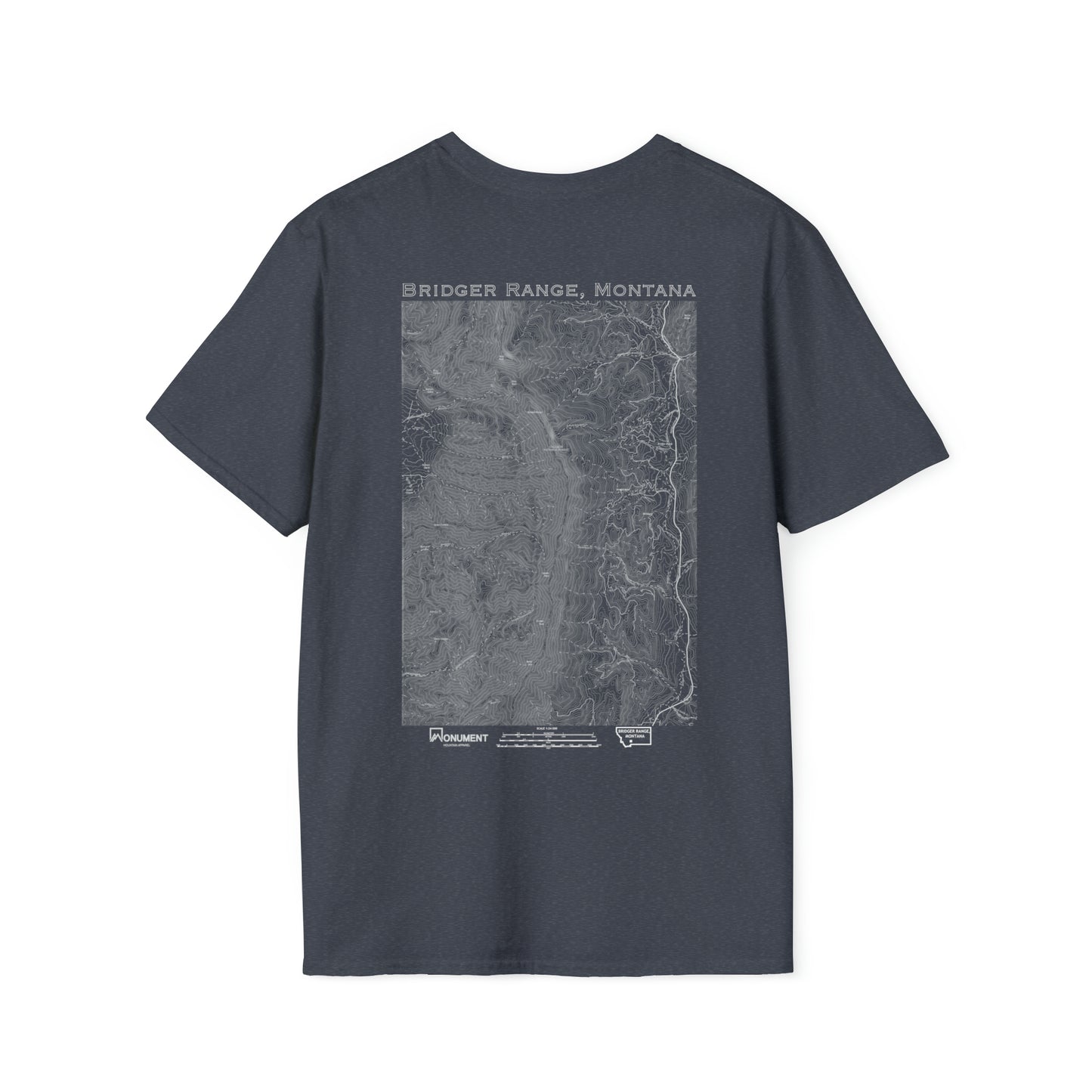 Bridger Range, MT Topographic Men's Tee Shirt